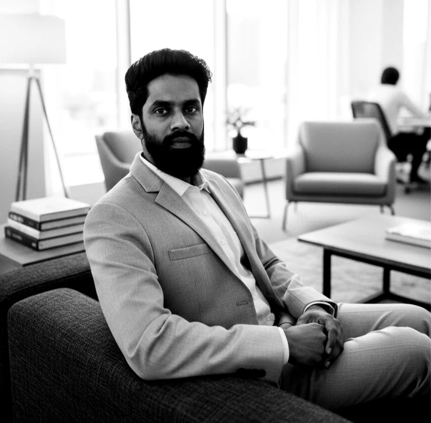 Ankith Reddy seated in an office in Bengaluru.